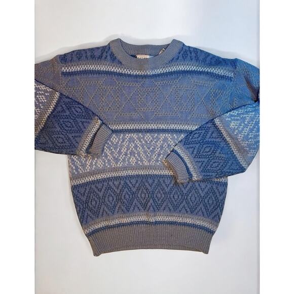 SATURDAYS NYC Men's Ski Sweater, Vintage Nordic Geometric Pattern Pullover Sz S - Picture 1 of 5
